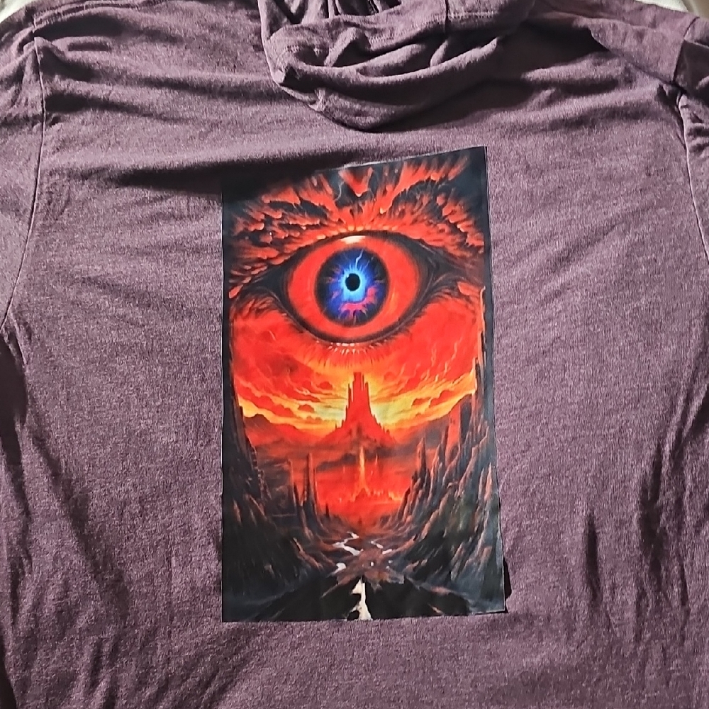 Next Level Apparel Men's Long Sleeve Shirt - Purple with Fiery Eye Design